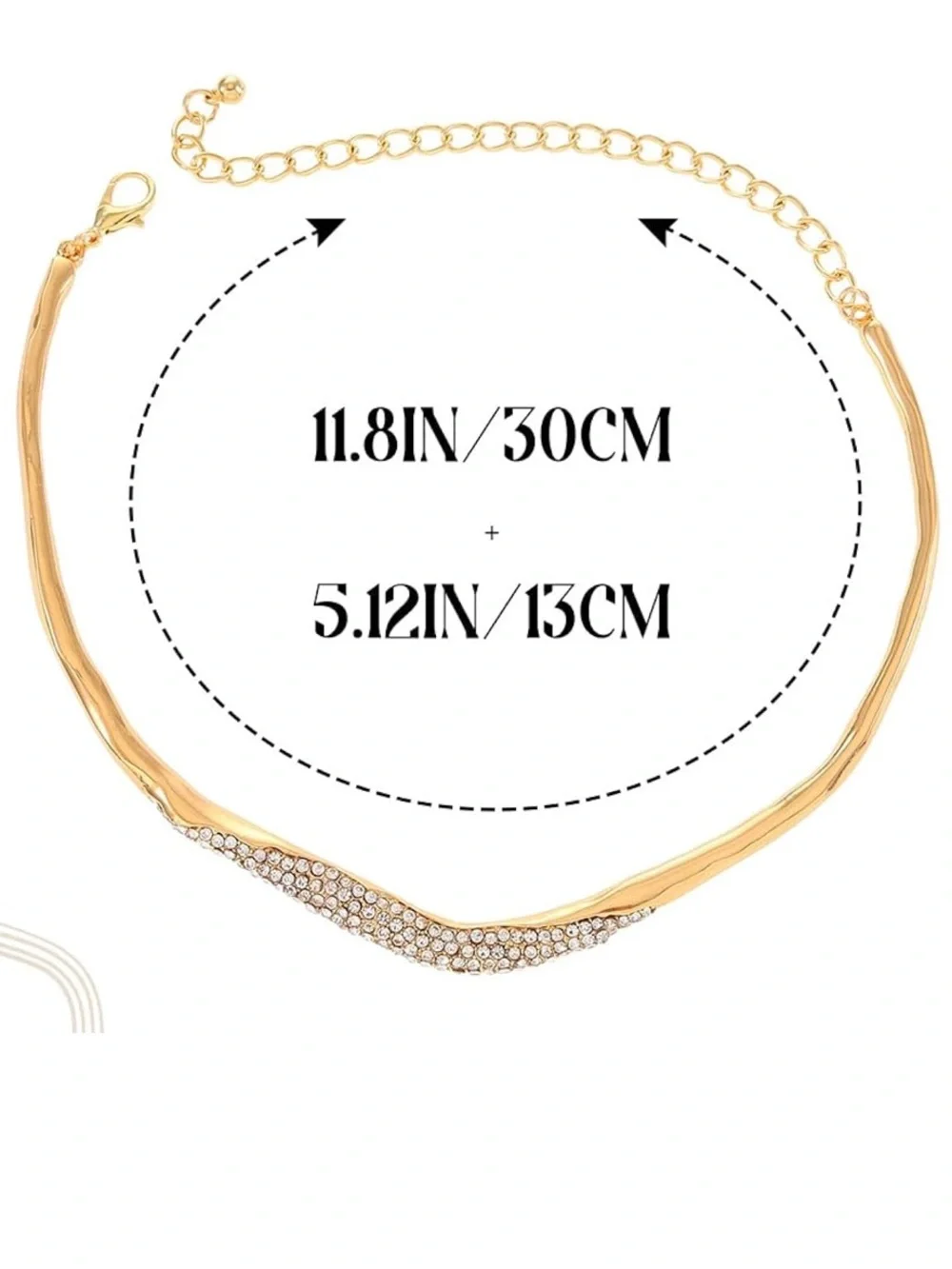 Gold Collar Necklace with White Pearl Accent